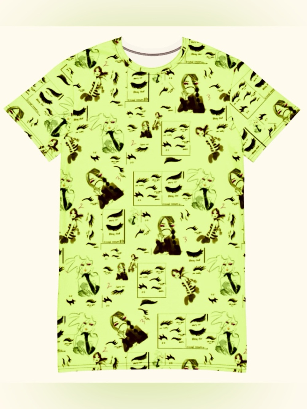 Eyelashes All Over Bold Pattern Graphic T-Shirt Dress! 💚